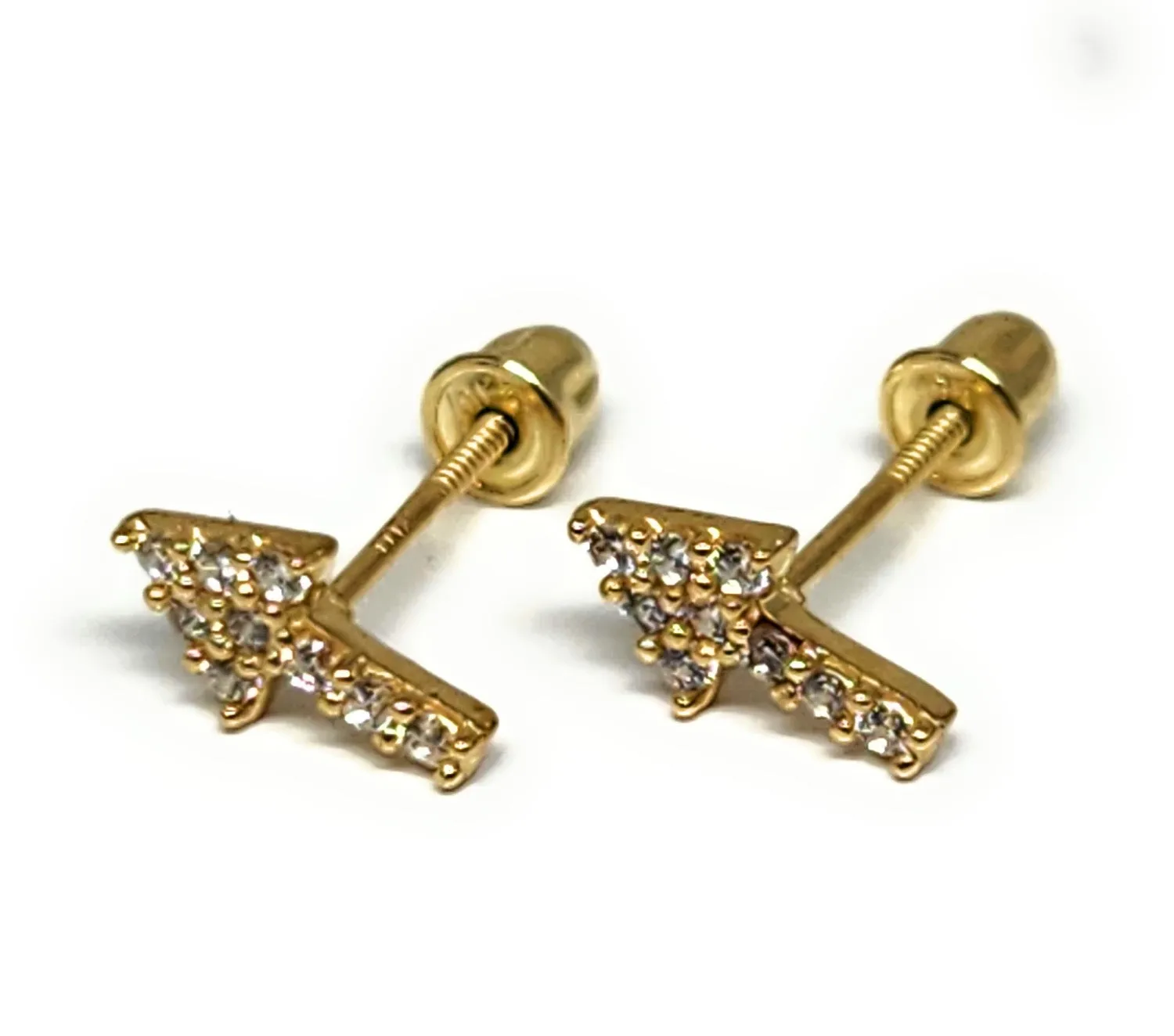 10k Solid Gold ARROWS ZIRCONIA MINI DAINTY Stud Earrings (FCE 24)