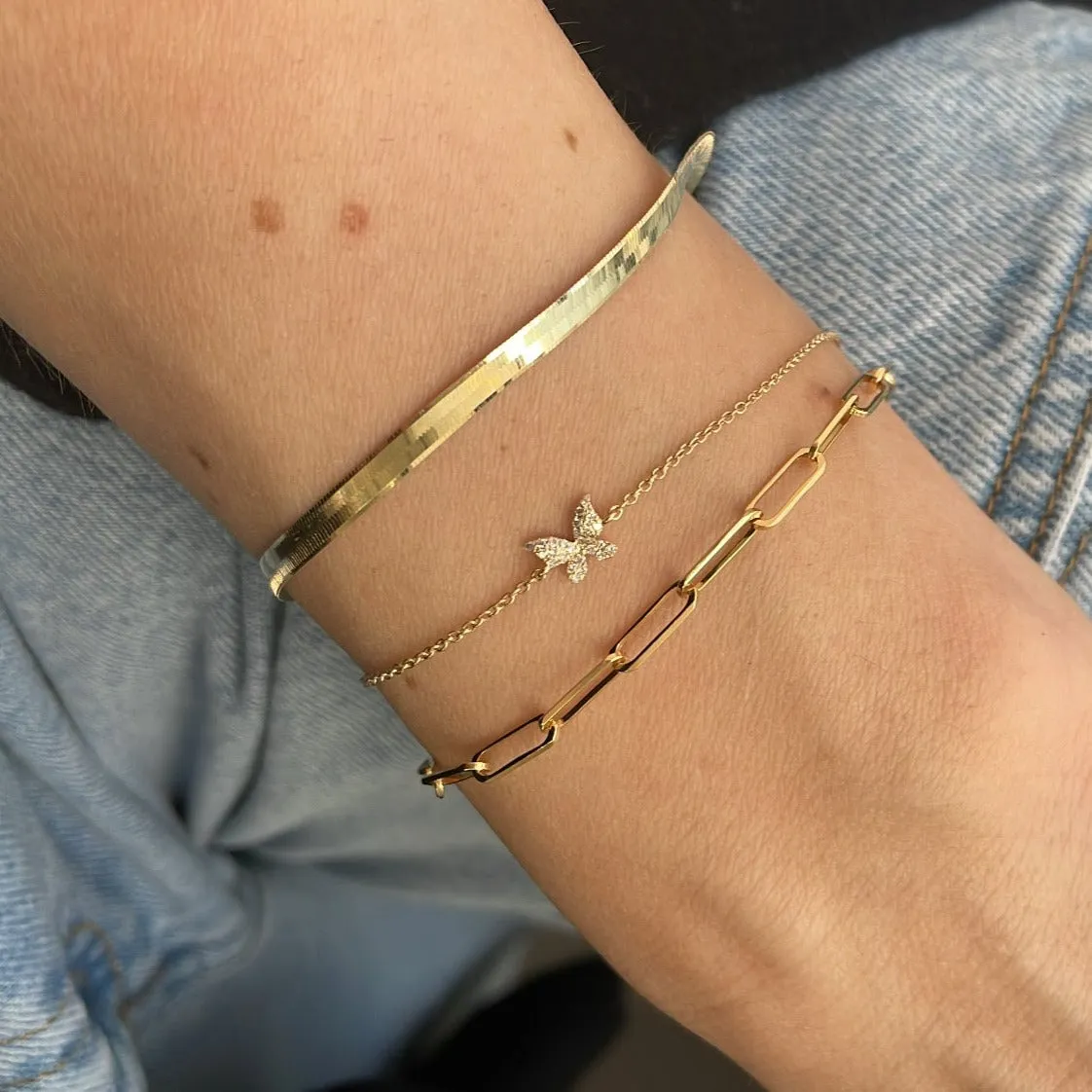 14K Gold Mini Diamond Butterfly Bracelet