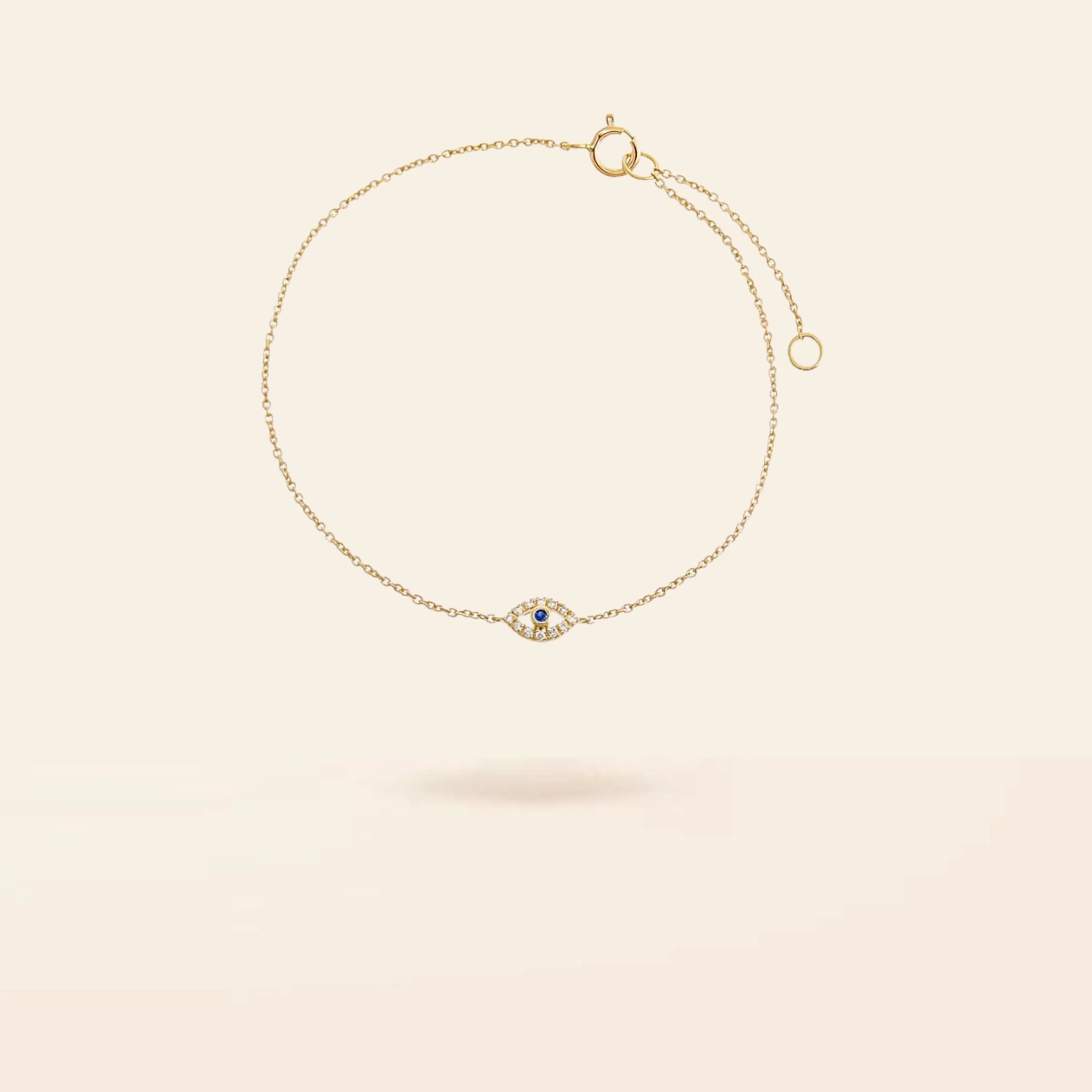 14K Gold Mini Diamond Evil Eye Bracelet