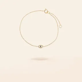 14K Gold Mini Diamond Evil Eye Bracelet