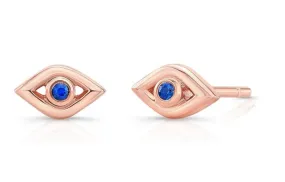 14K ROSE GOLD SAPPHIRE MINI EVIL EYE EARRING SINGLE