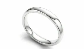 14k Solid Gold 3mm Comfort Fit Wedding Flat Band in 14k White Gold All sizes 