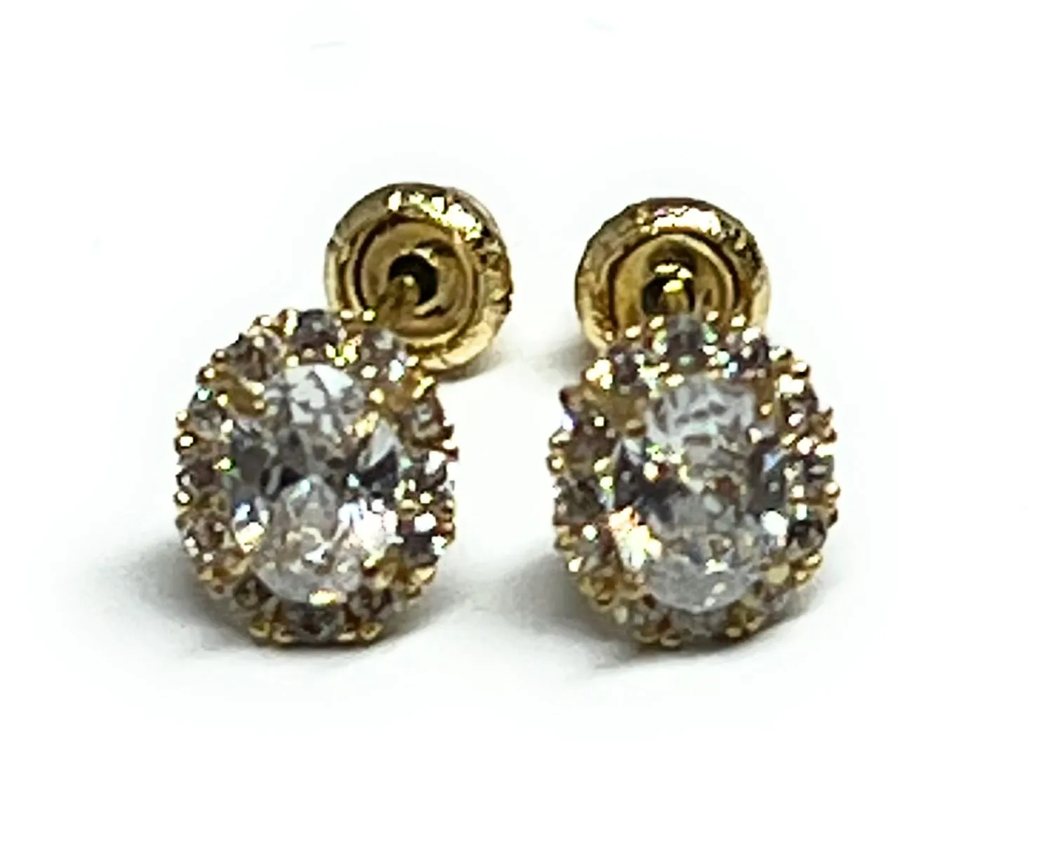 14k Solid Gold Cubic Zirconia Mini Dainty Stud Earrings (FCE 26)