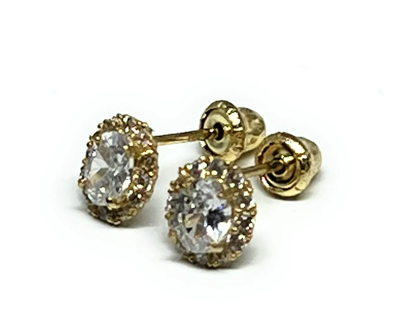 14k Solid Gold Cubic Zirconia Mini Dainty Stud Earrings (FCE 26)