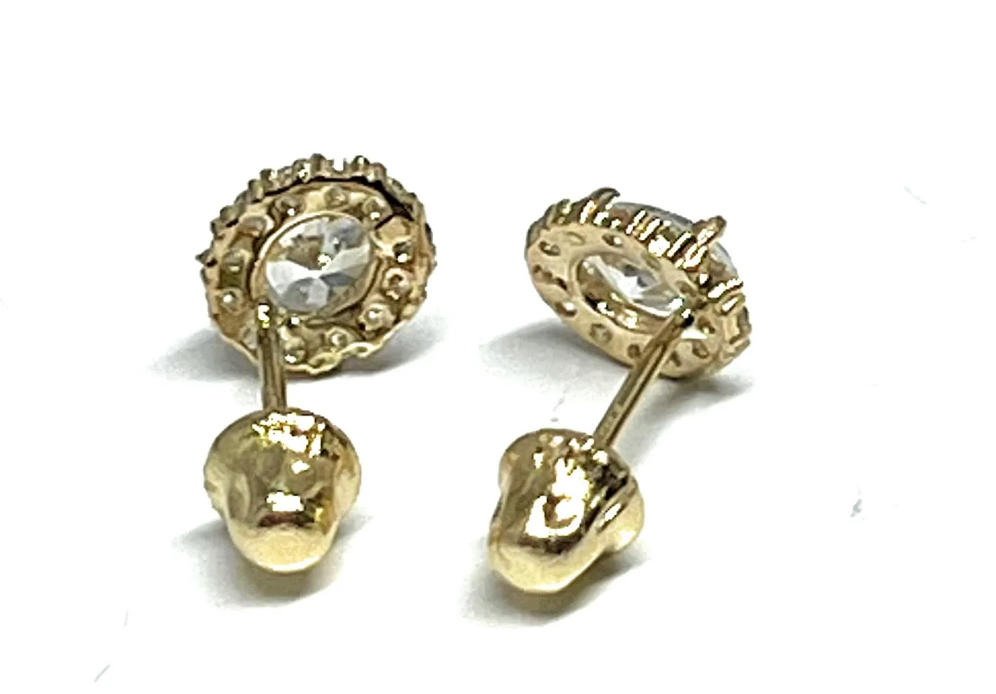 14k Solid Gold Cubic Zirconia Mini Dainty Stud Earrings (FCE 26)