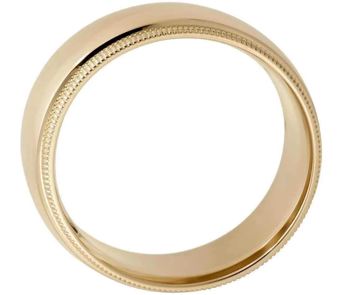 14k Solid Gold Milgrain Comfort Fit Wedding Ring 6mm Custom Size Available