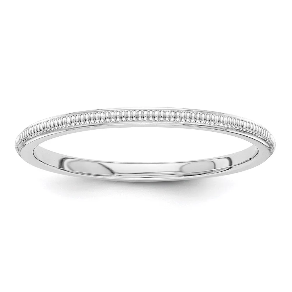 1.5mm 14K Yellow, White or Rose Gold Milgrain Standard Fit Band