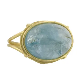 18K Gold Icy Aquamarine Cage Ring