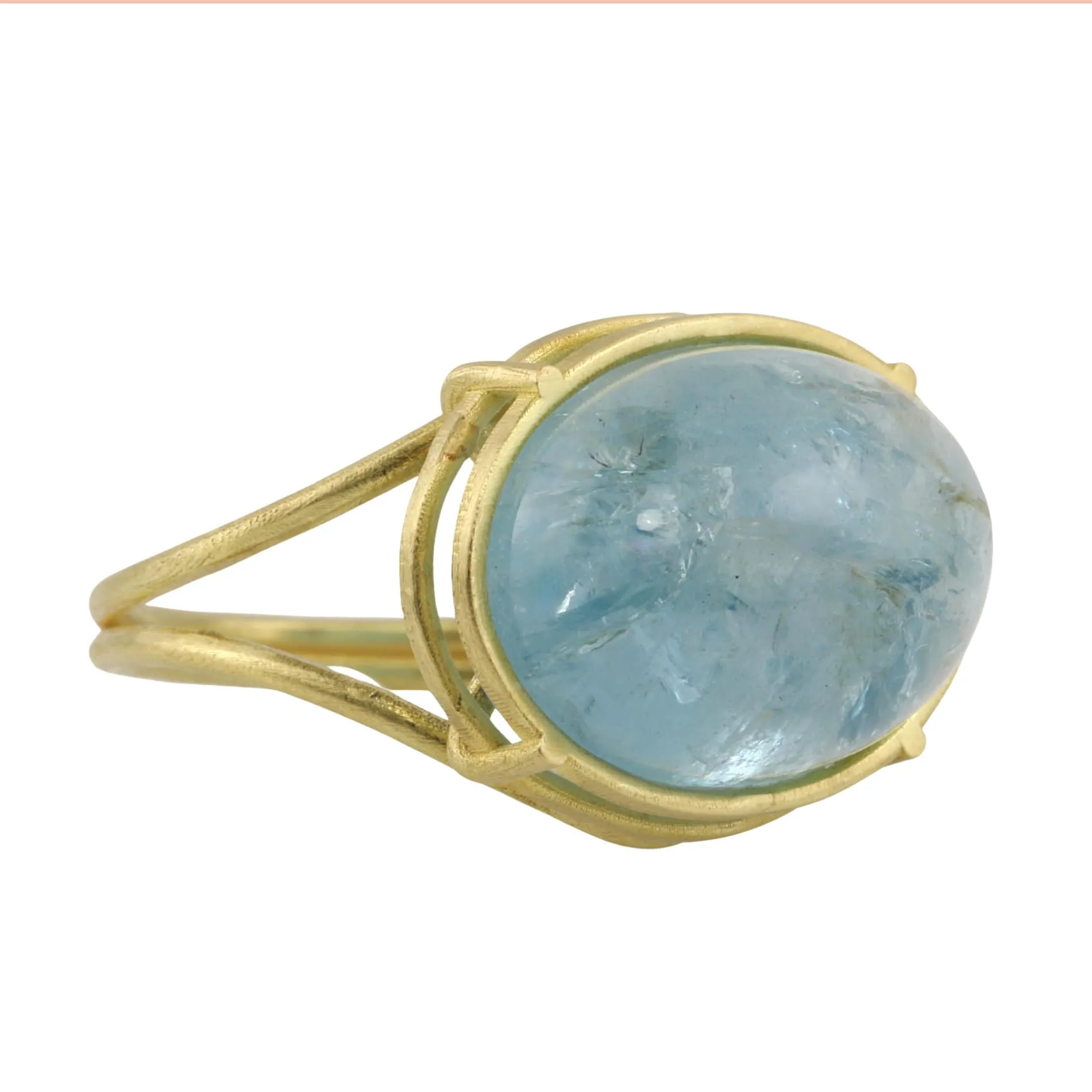 18K Gold Icy Aquamarine Cage Ring