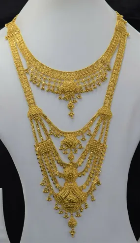 22k Bridal Set Beautiful Solid Gold Ladies Traditional Long Set Design LS1025