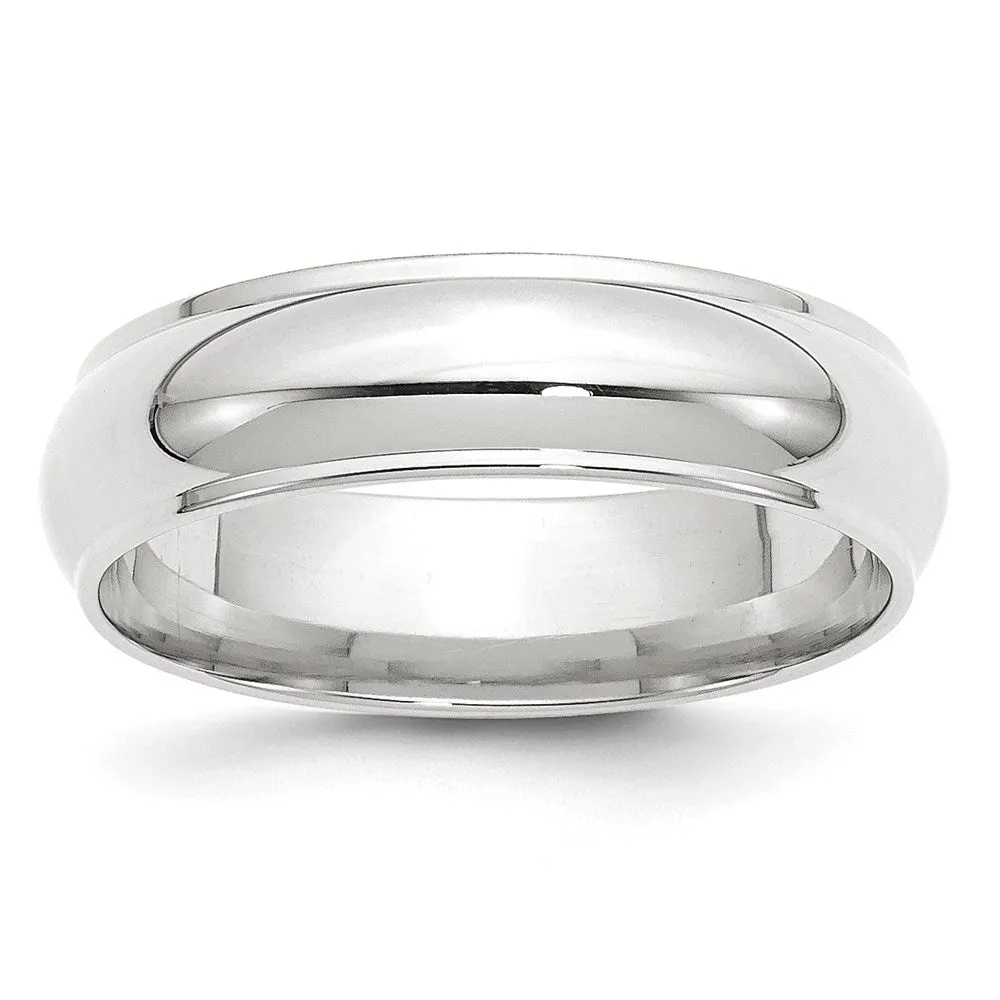 2.5mm to 6mm 14K White Gold Half Round Ridged Edge Standard Fit Band