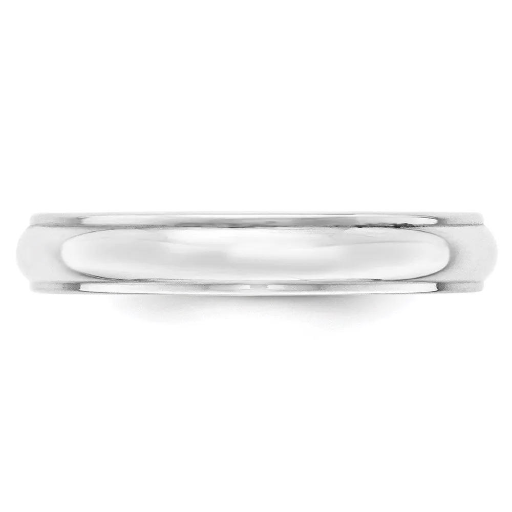 2.5mm to 6mm 14K White Gold Half Round Ridged Edge Standard Fit Band