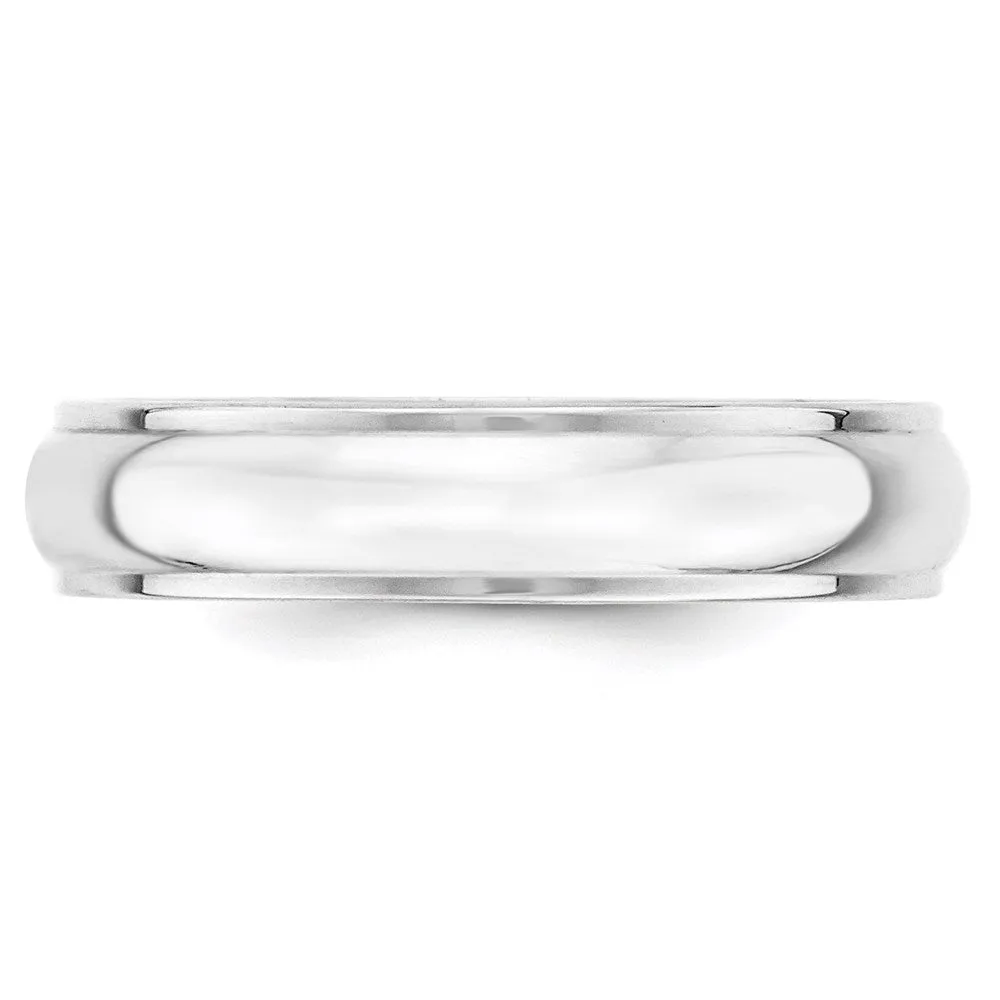 2.5mm to 6mm 14K White Gold Half Round Ridged Edge Standard Fit Band