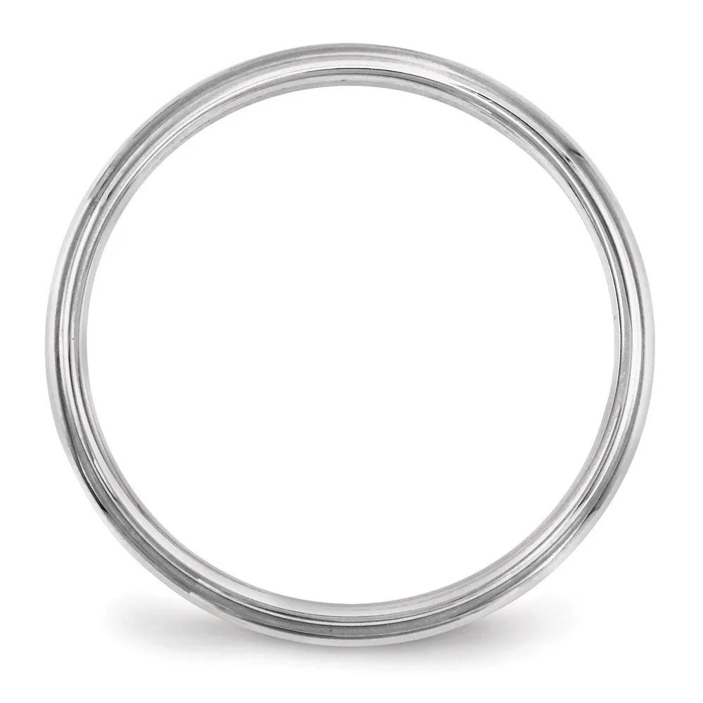 2.5mm to 6mm 14K White Gold Half Round Ridged Edge Standard Fit Band