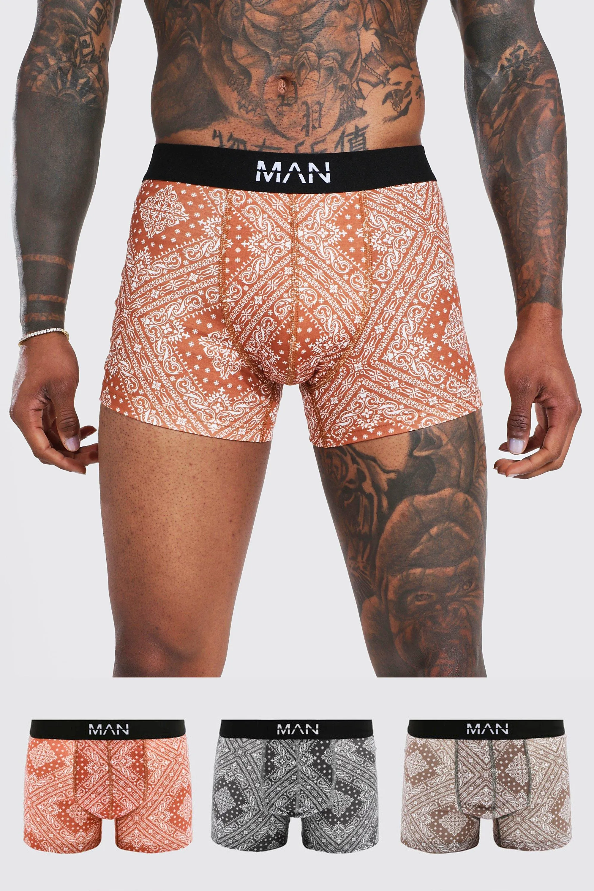 3 Pack Man Dash Bandana Print Trunks