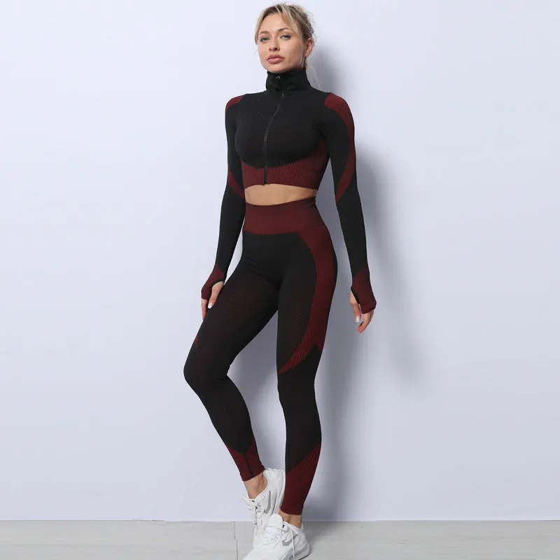 3PCS Yoga Set Seamless Sport Set Women Gym Clothing Tracksuit