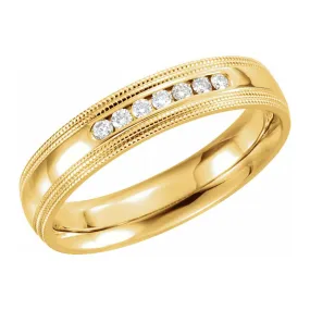 5mm 14K Yellow Gold 1/5 CTW Diamond Double Milgrain Comfort Fit Band