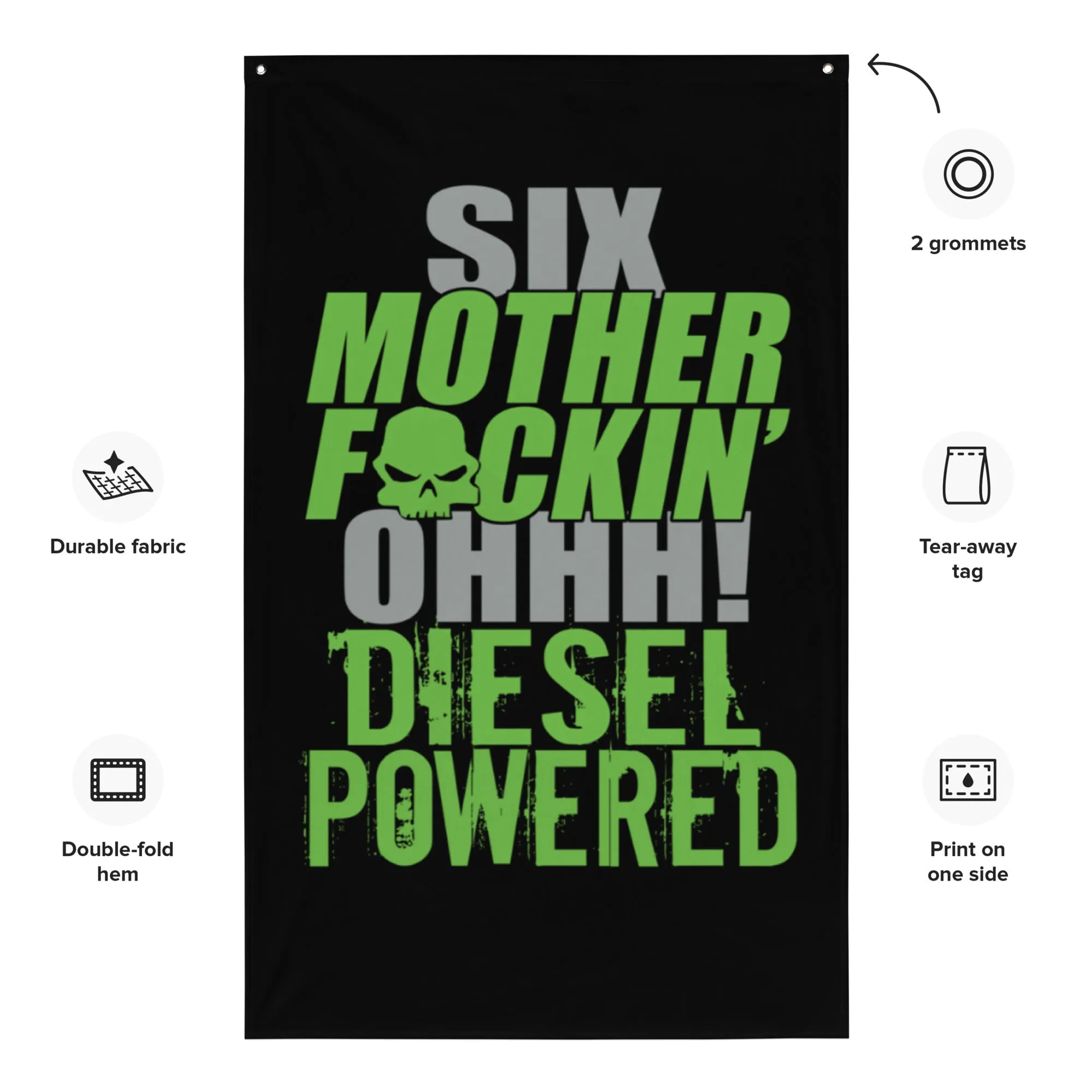 6.0 Power Stroke Diesel Flag, Six MFN OHH Diesel Powered Truck Garage Decor, Dorm Poster, Man Cave Decoration