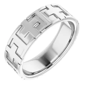 7mm Platinum Polished Cross Comfort Fit Band