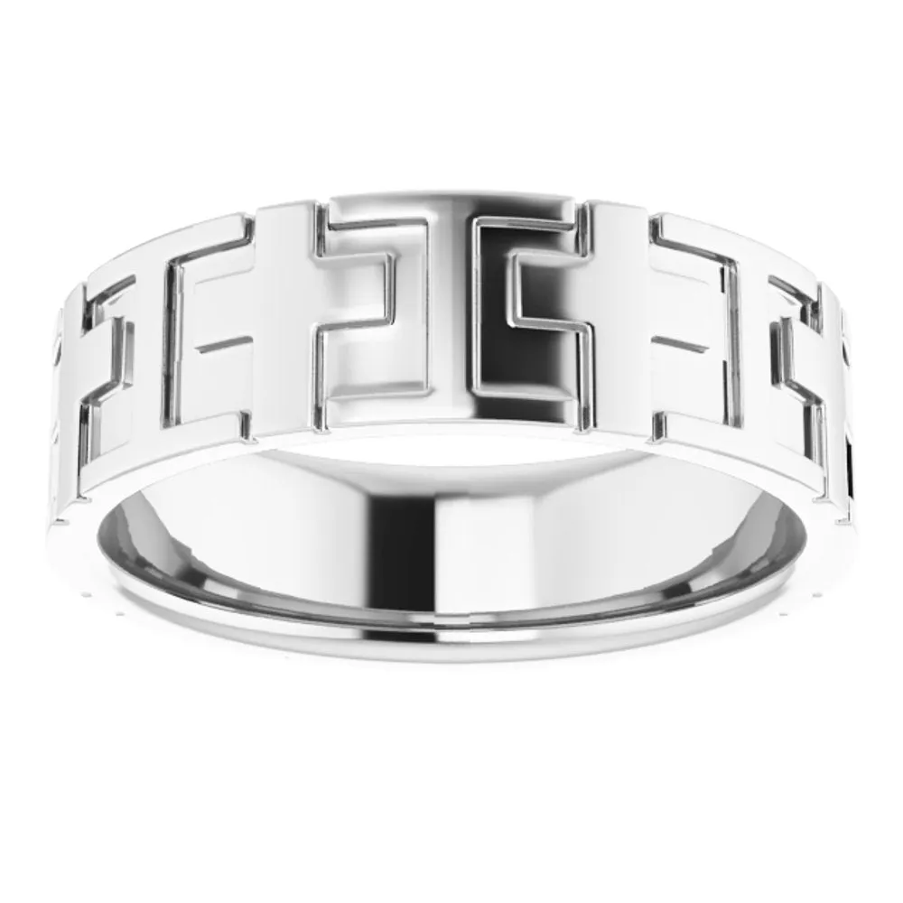 7mm Platinum Polished Cross Comfort Fit Band