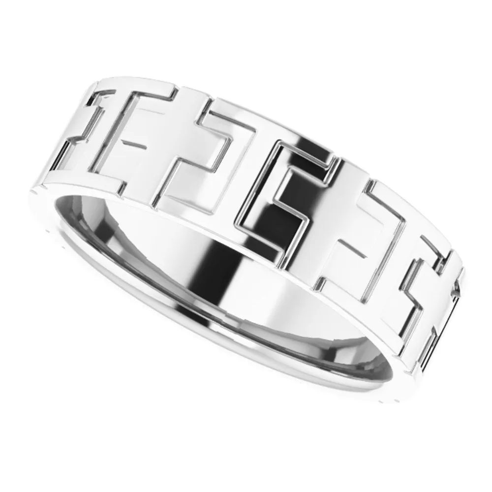 7mm Platinum Polished Cross Comfort Fit Band