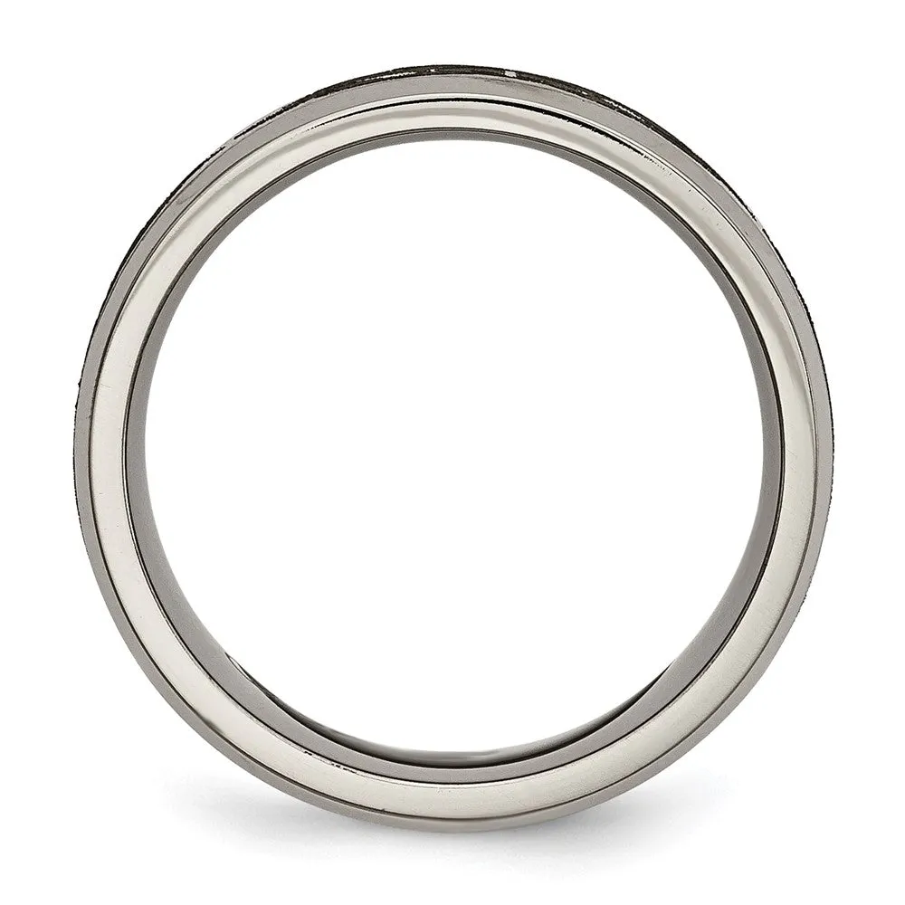 8mm Titanium Lasered Cross & Flame Beveled Edge Standard Fit Band