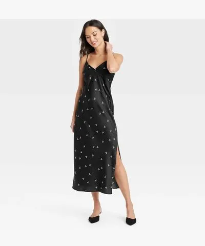 A New Day Women's Midi Slip Dress - A New Day™ Black Bow