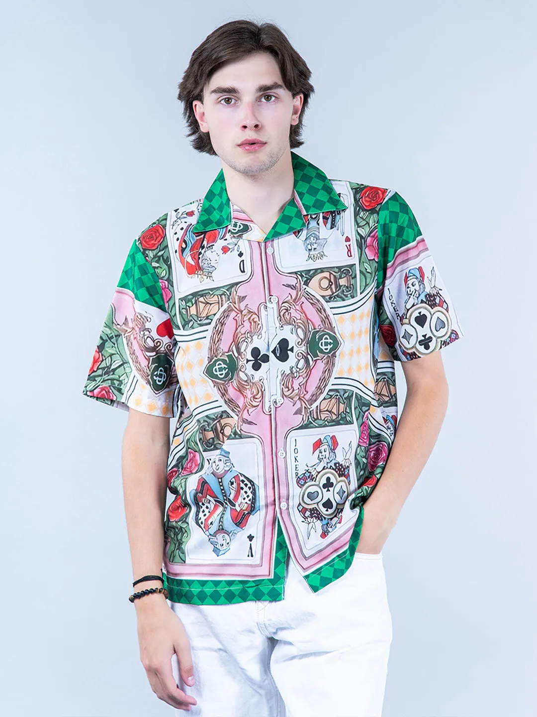 Ace-Joker Graphic Printed Oversized Multicolor Crepe Shirt