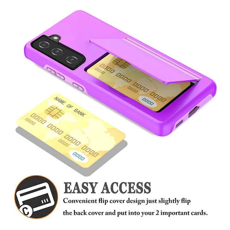 Armor Protective Card Holder Case for Samsung S21 Plus(5G) With 2-Pack Screen Protectors