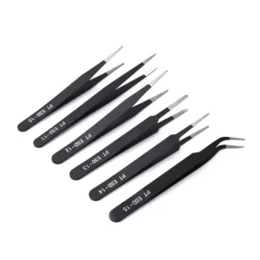 Beading Tweezers, Set, Black, Anti-Static, Iron