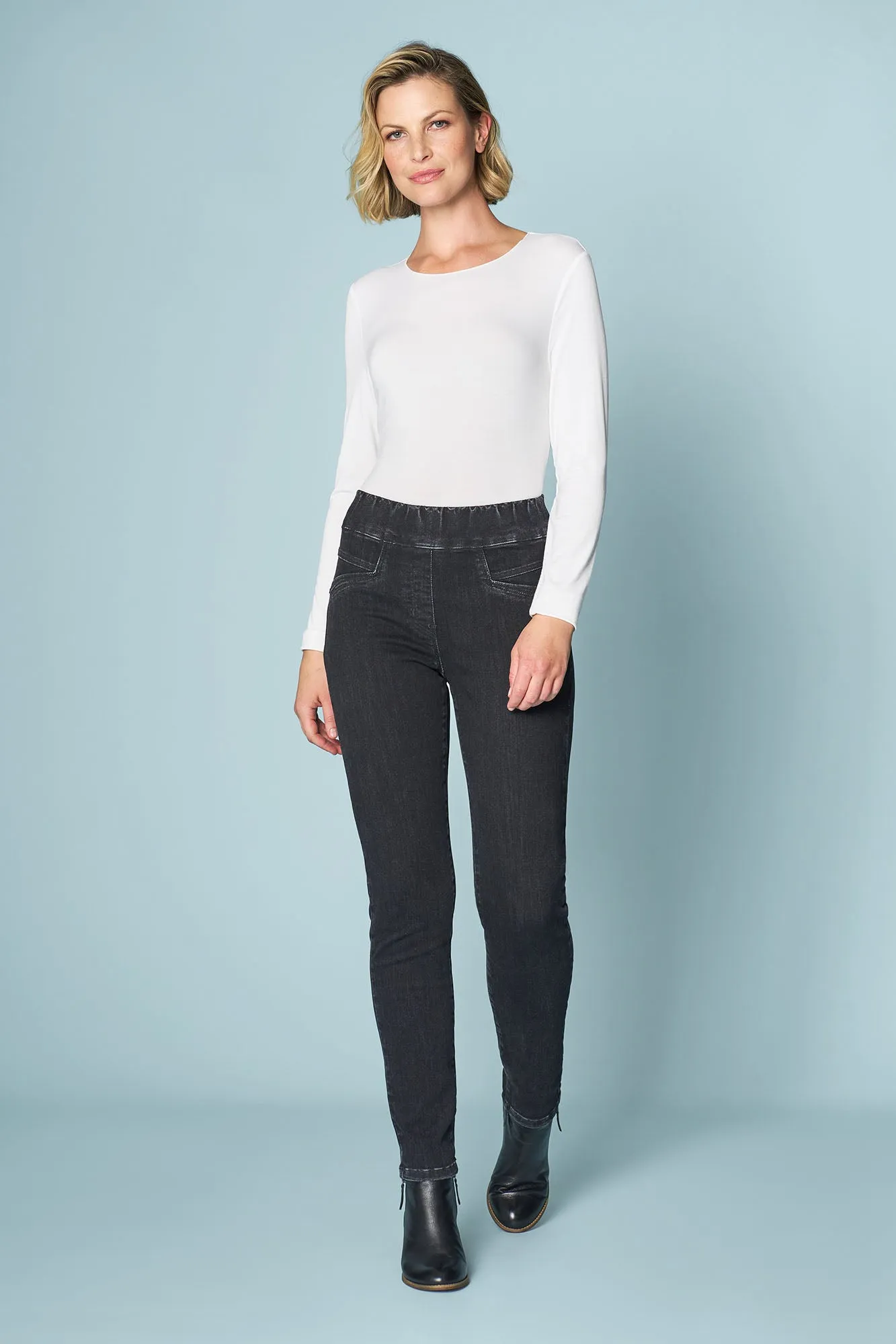 Bengajean Panelled Skinny - Washed Black