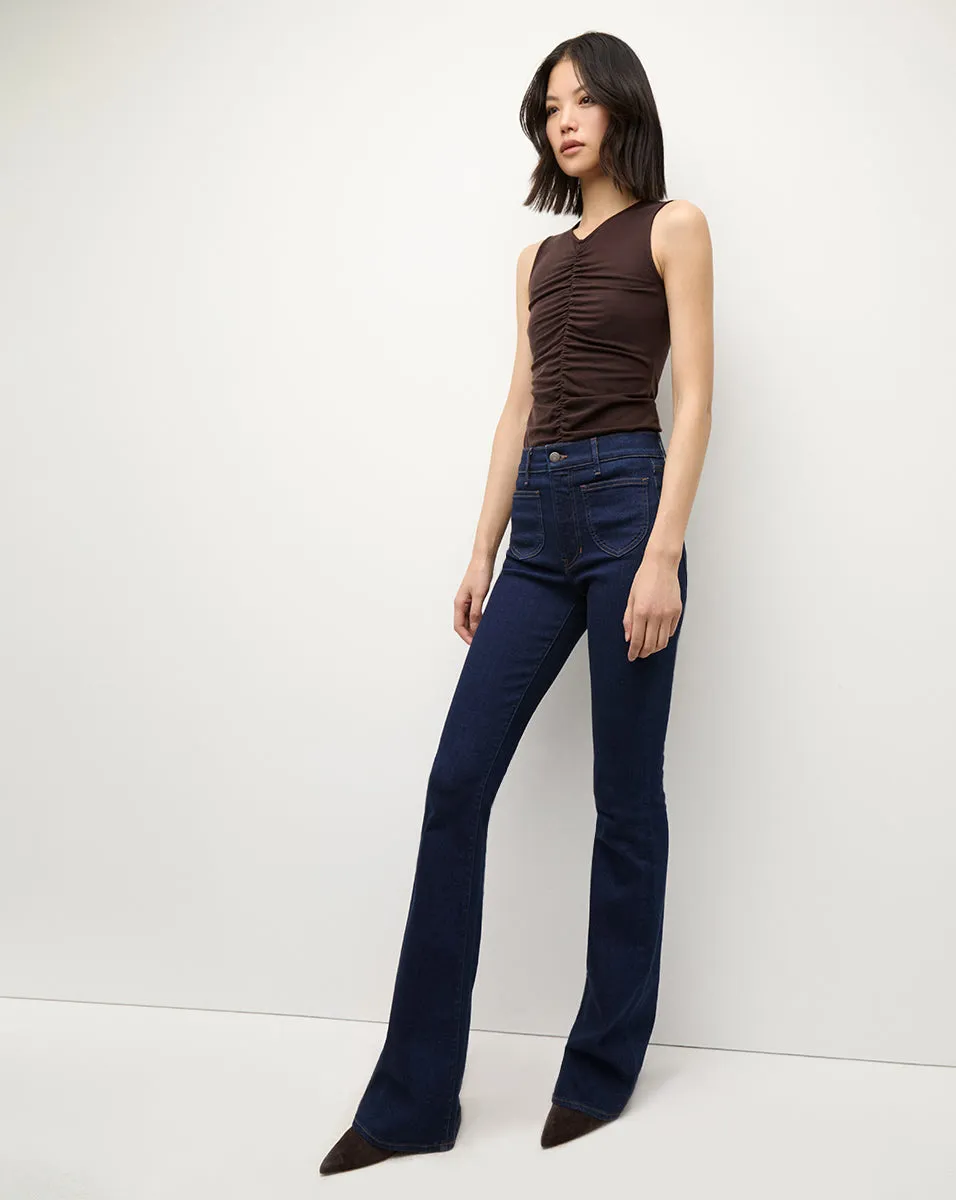 Beverly Patch-Pocket Skinny-Flare Jean