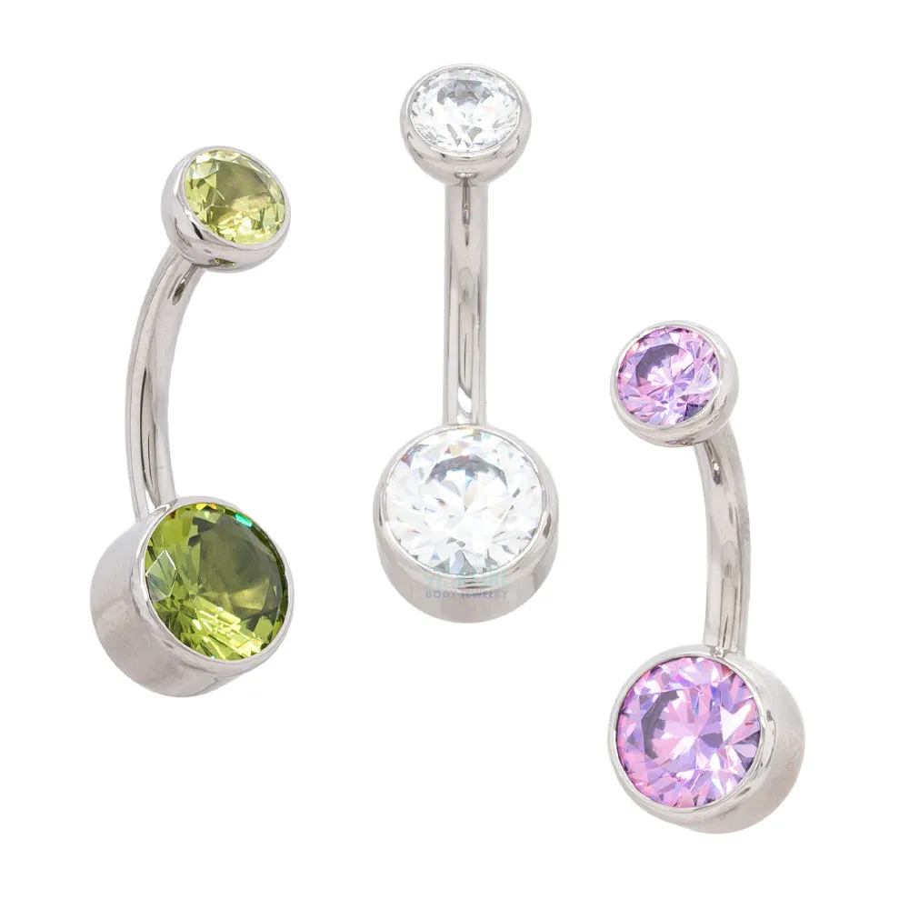 Bezel-set Faceted Gem Navel Curve