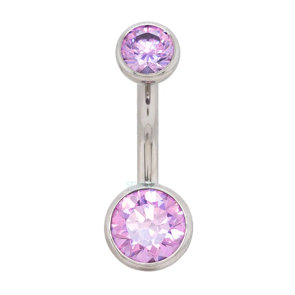 Bezel-set Faceted Gem Navel Curve