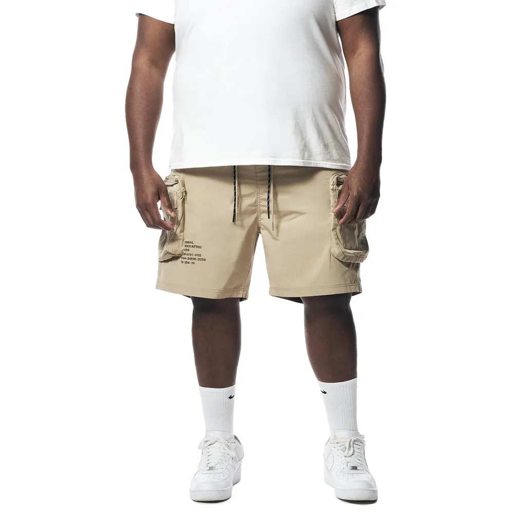 Big and Tall - Printed Utility Lounge Windbreaker Shorts - Khaki