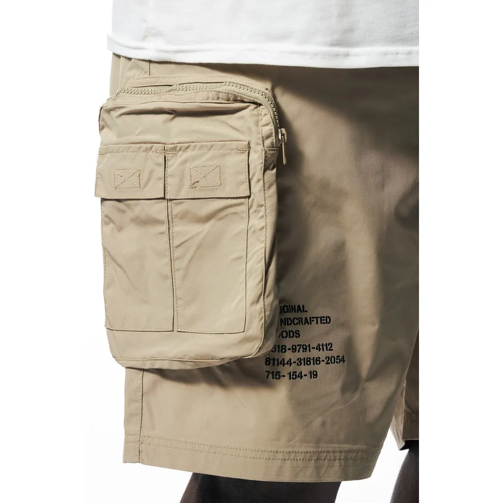 Big and Tall - Printed Utility Lounge Windbreaker Shorts - Khaki