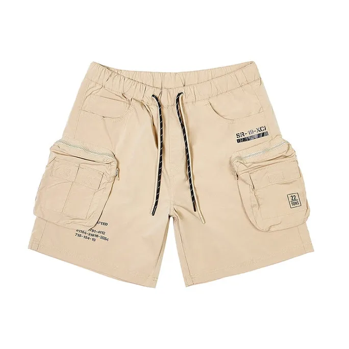 Big and Tall - Printed Utility Lounge Windbreaker Shorts - Khaki