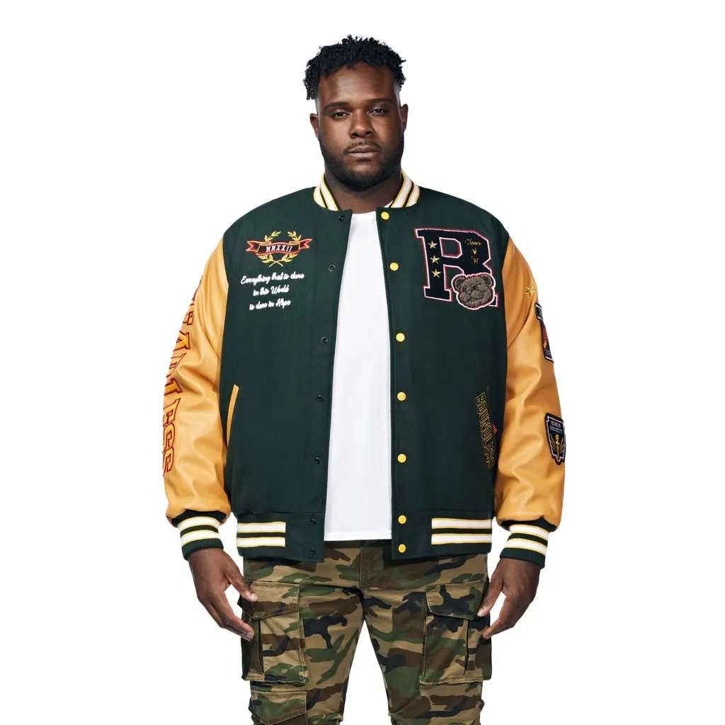 Big And Tall Teddy Varsity Jacket - Green