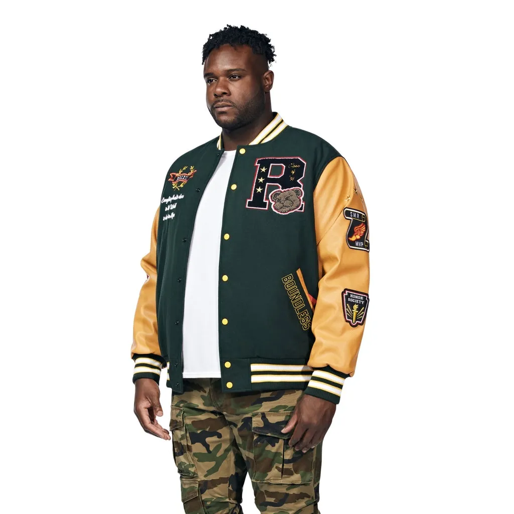 Big And Tall Teddy Varsity Jacket - Green