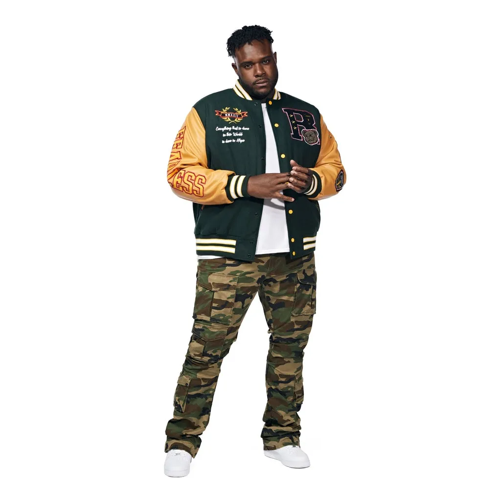 Big And Tall Teddy Varsity Jacket - Green