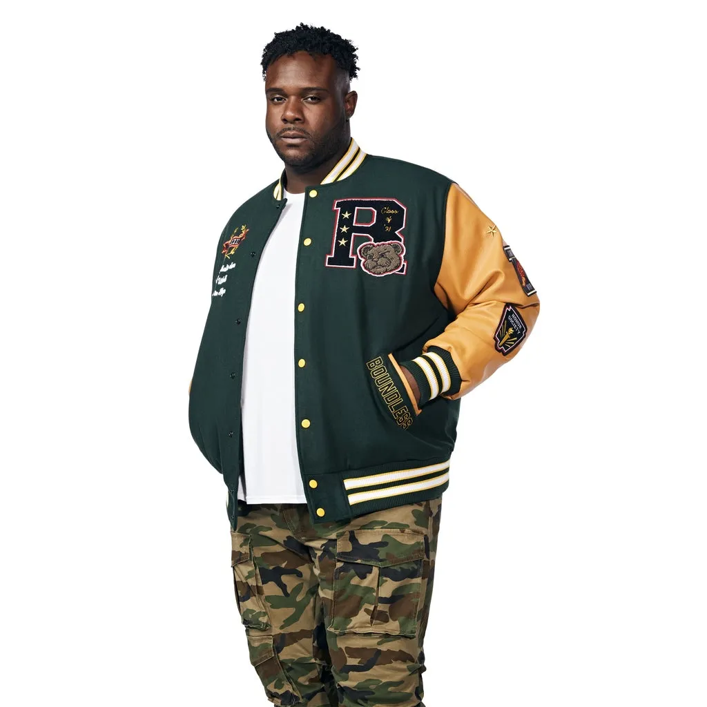 Big And Tall Teddy Varsity Jacket - Green