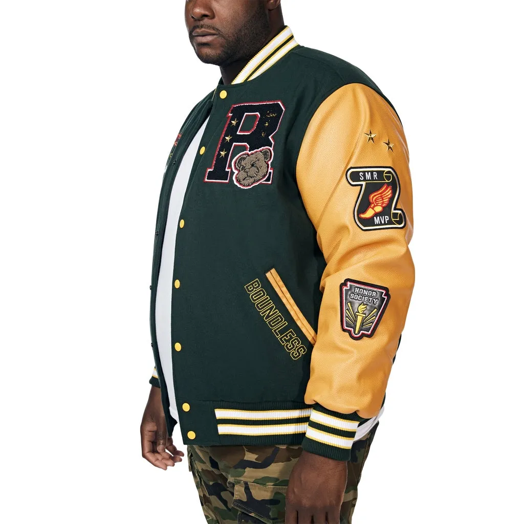 Big And Tall Teddy Varsity Jacket - Green