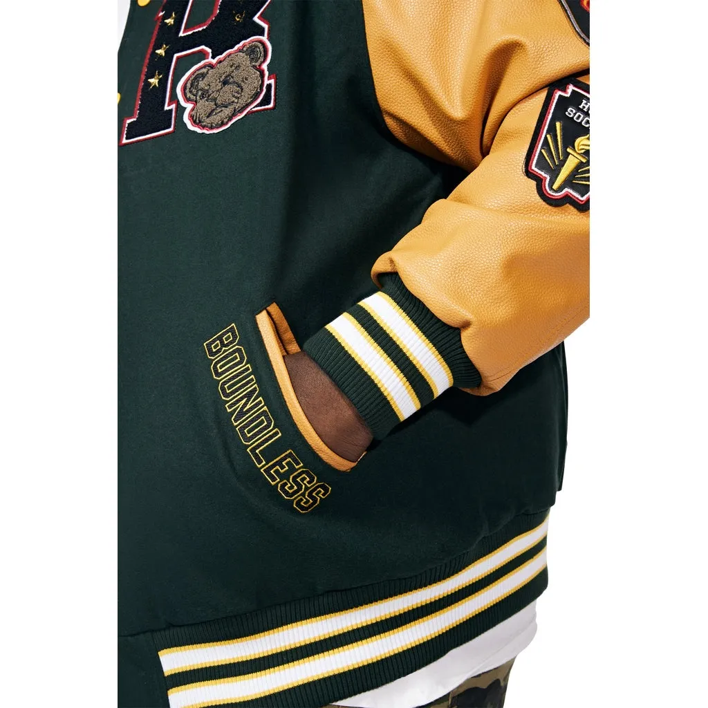 Big And Tall Teddy Varsity Jacket - Green