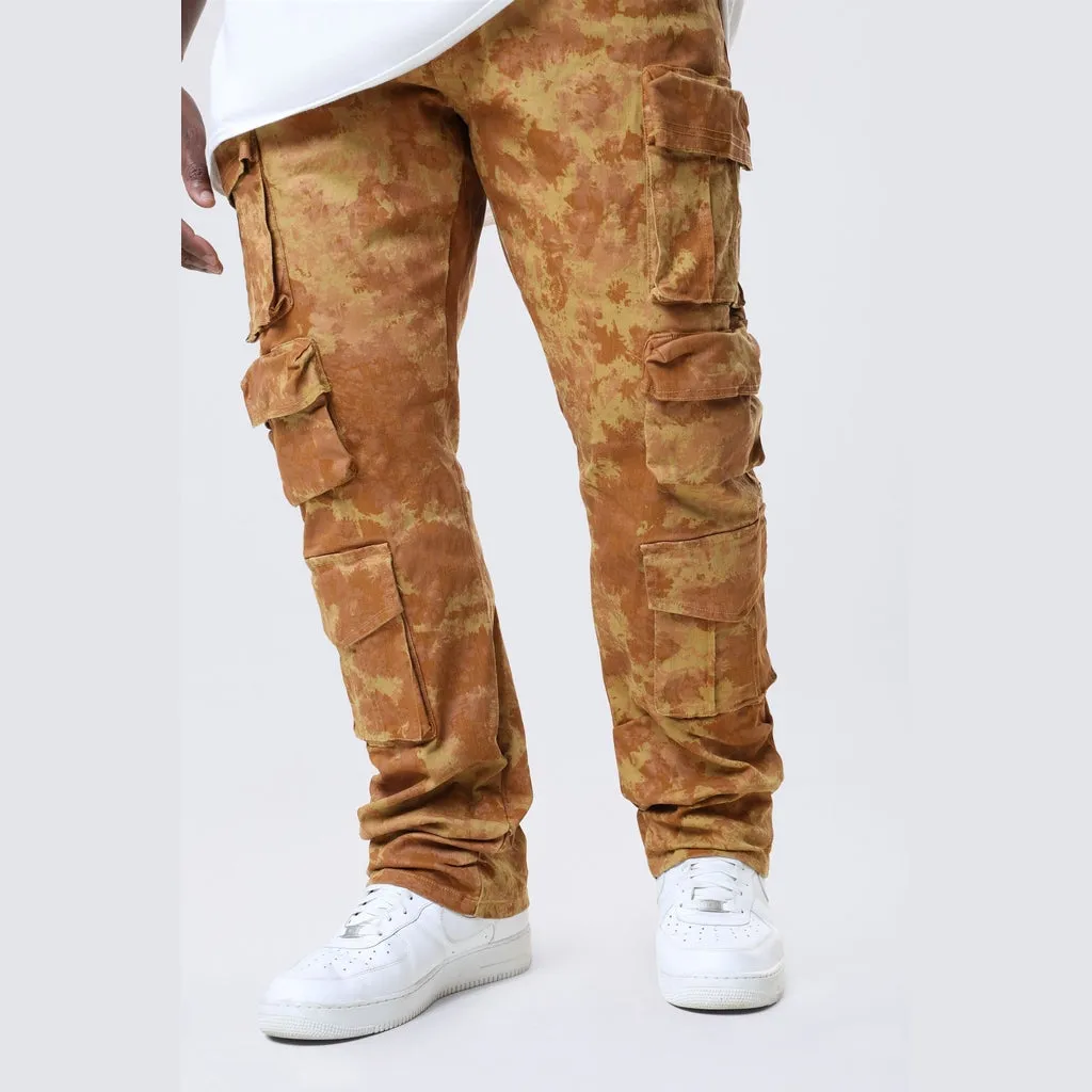 Big and Tall - Utility Metallic Print Twill Pants - Mahogany