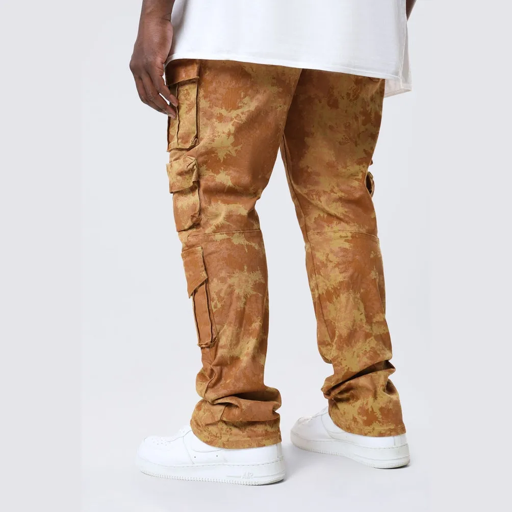 Big and Tall - Utility Metallic Print Twill Pants - Mahogany