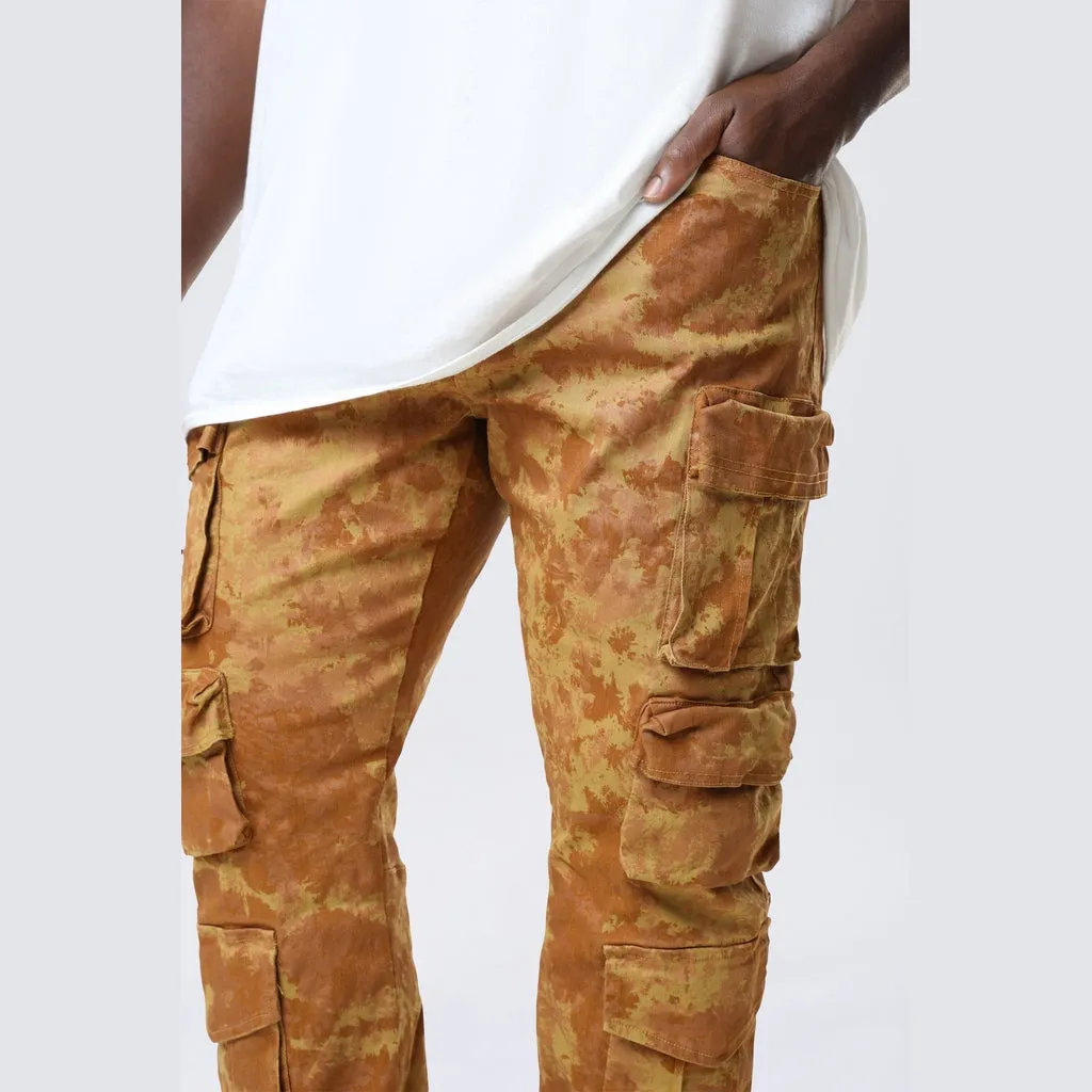 Big and Tall - Utility Metallic Print Twill Pants - Mahogany