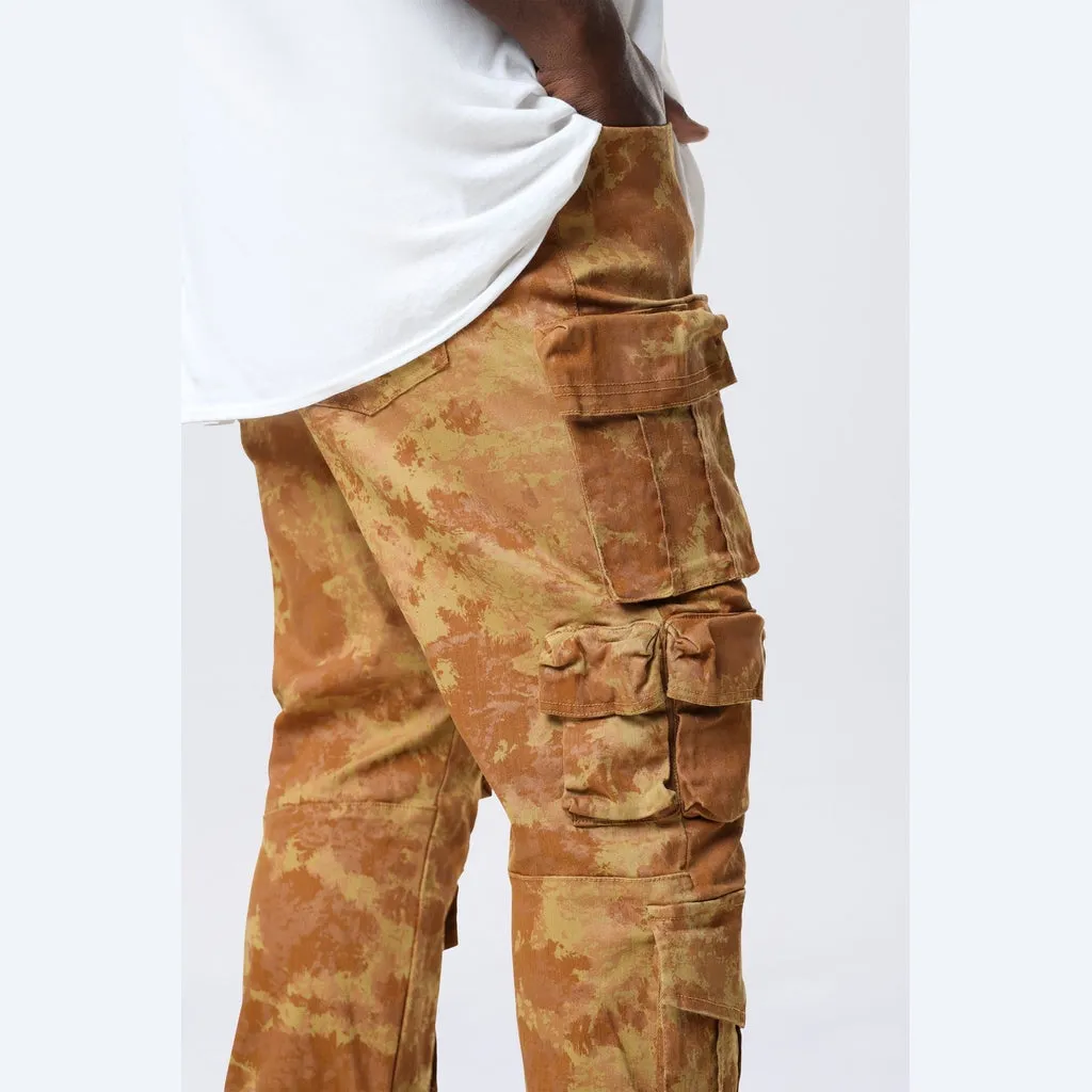 Big and Tall - Utility Metallic Print Twill Pants - Mahogany