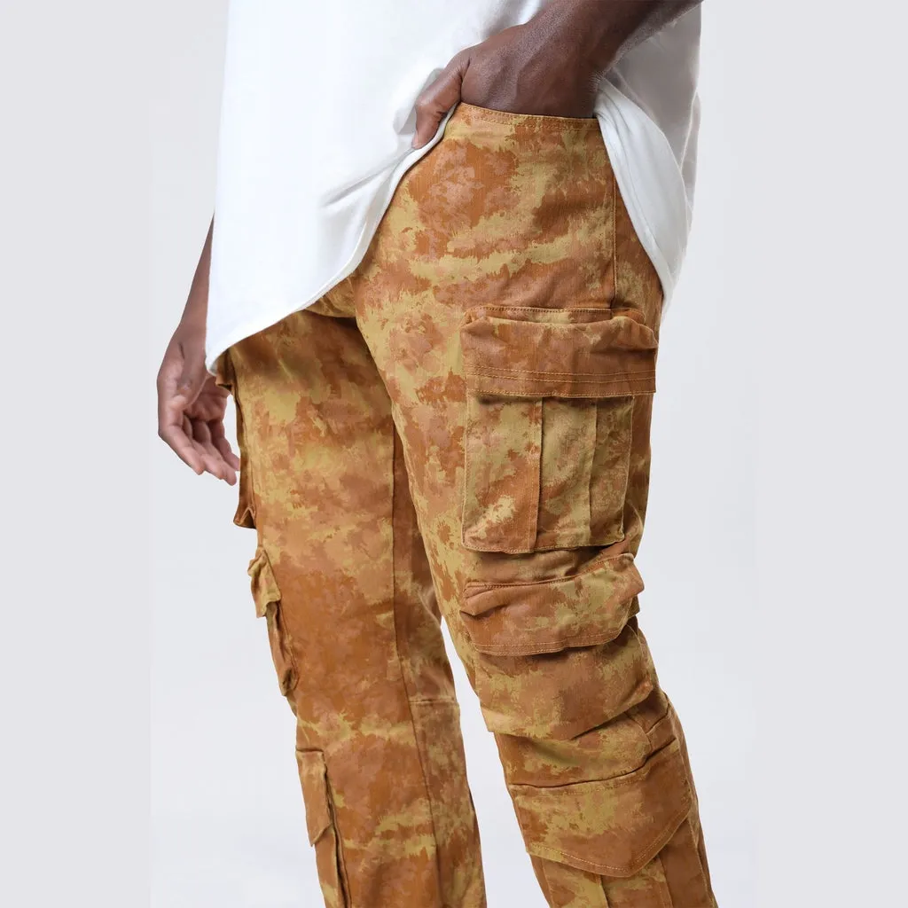 Big and Tall - Utility Metallic Print Twill Pants - Mahogany