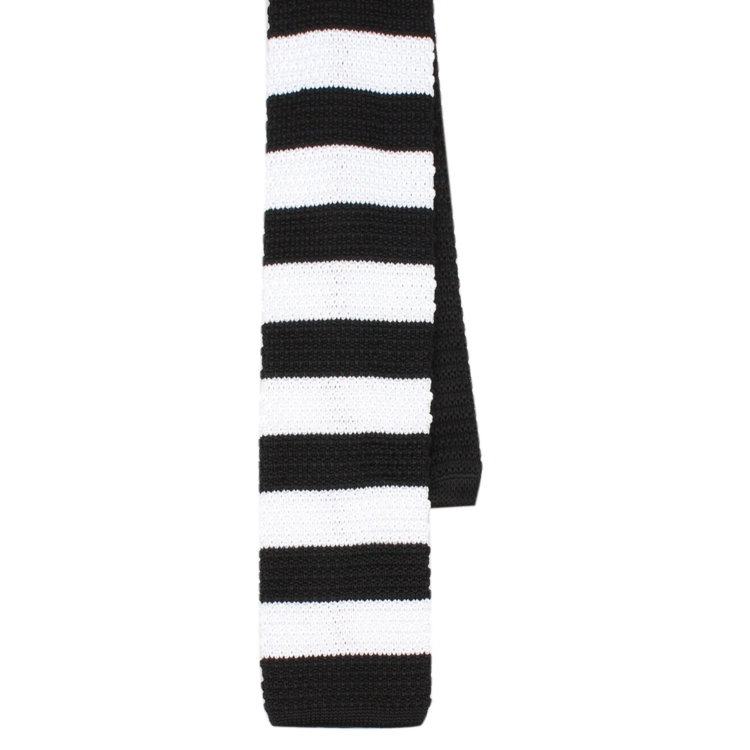 Black & White Thick Stripes Knitted Tie