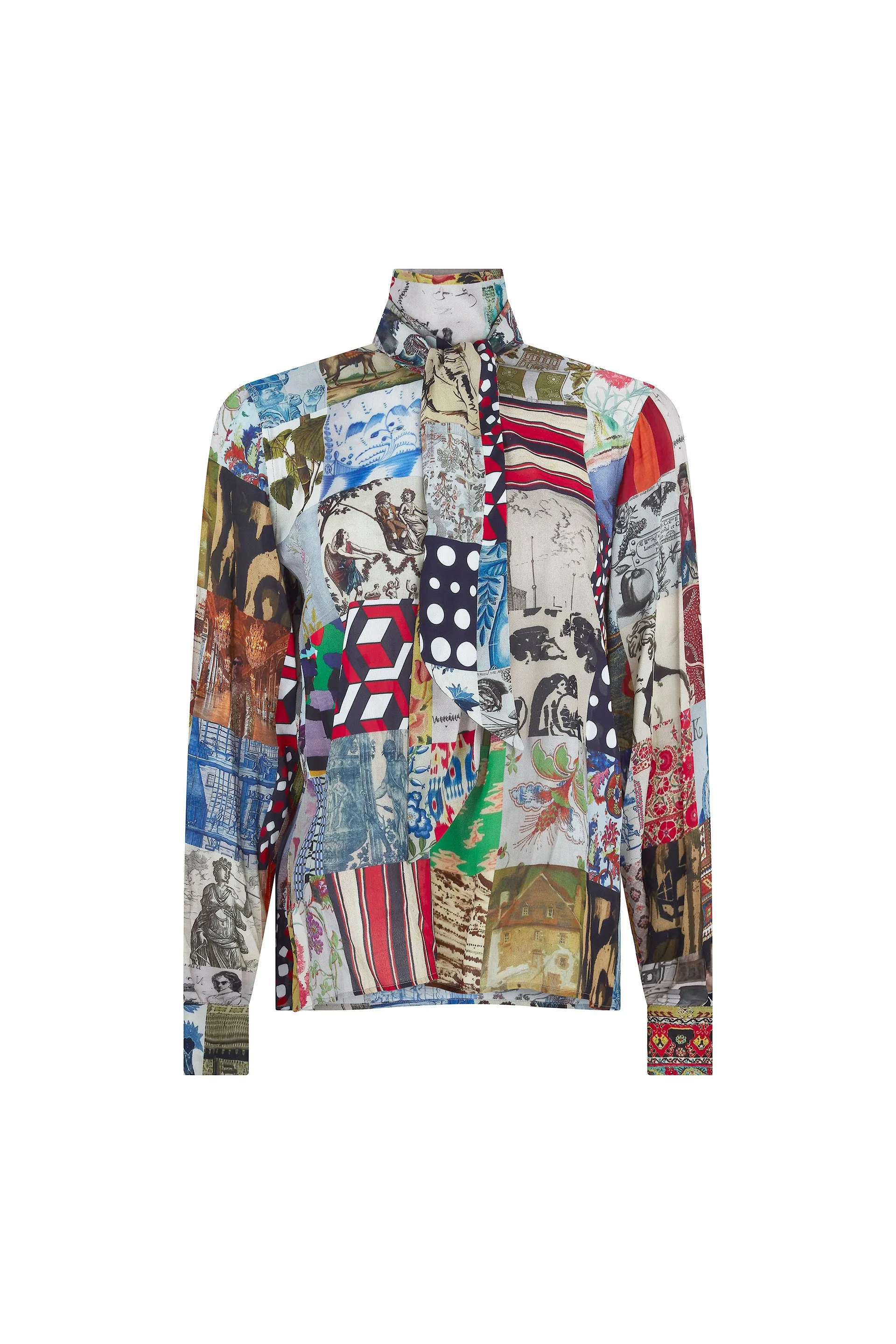 'BLOOMSBURY COLLAGE' SLIM KEITH TIE BLOUSE